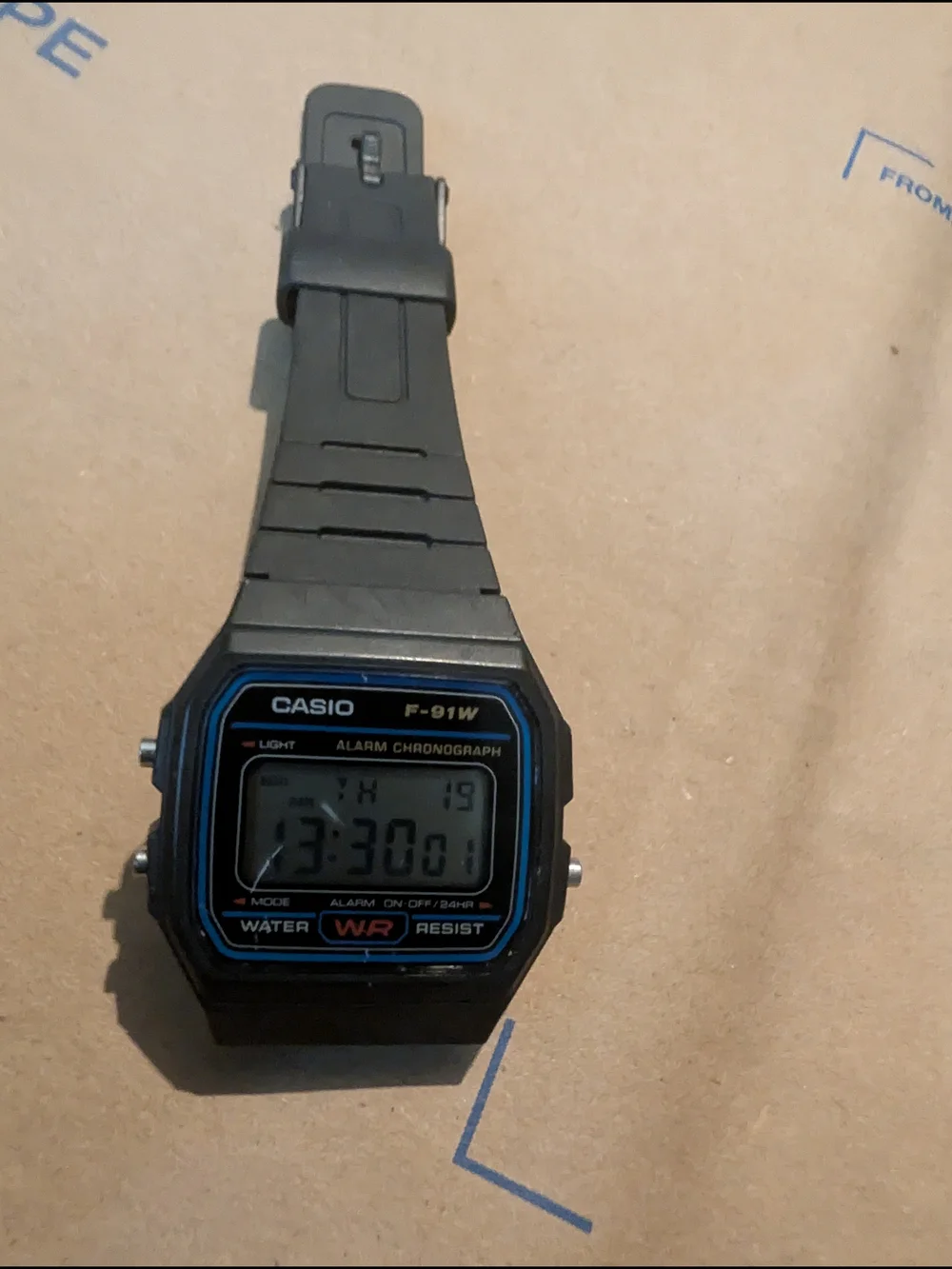 Casio Black Digital Watch with Blue Trim